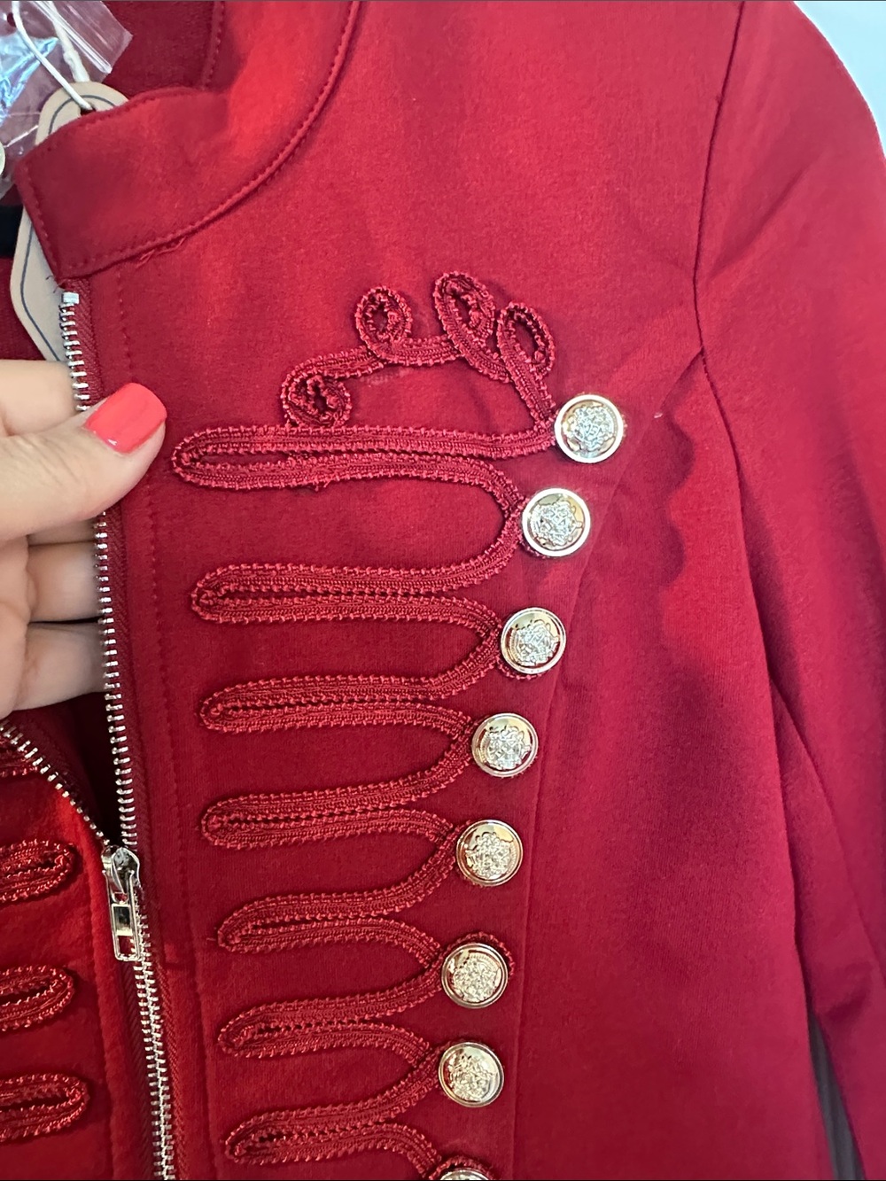 Red Military-Style Zip Jacket NEW 🆕 - Picture 4 of 5